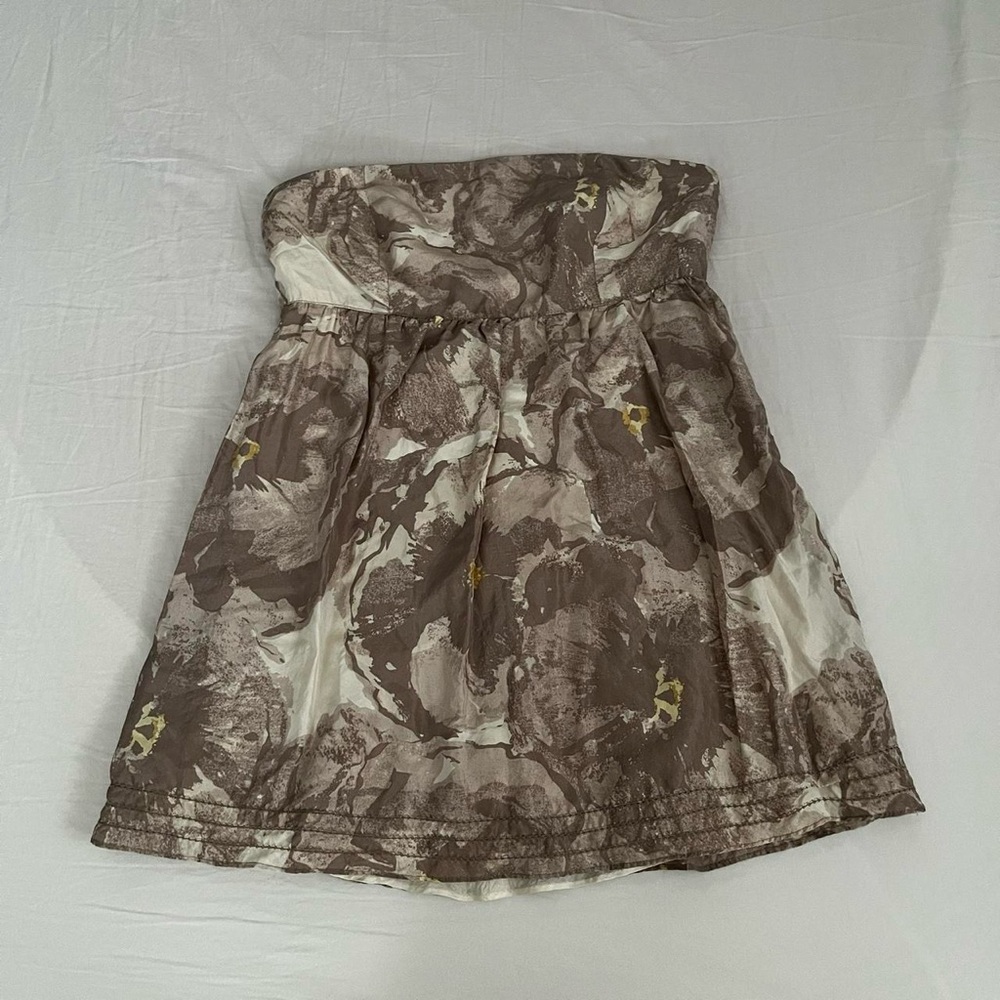 Banana Republic Brown and Cream Peplum Tube Top